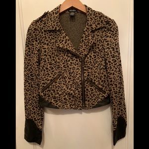 Stoosh cheetah print crop moto jacket